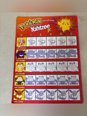Milton Bradley / Hasbro Pokemon Yahtzee Jr. - Game Board Only USA 1999 USED WEAR